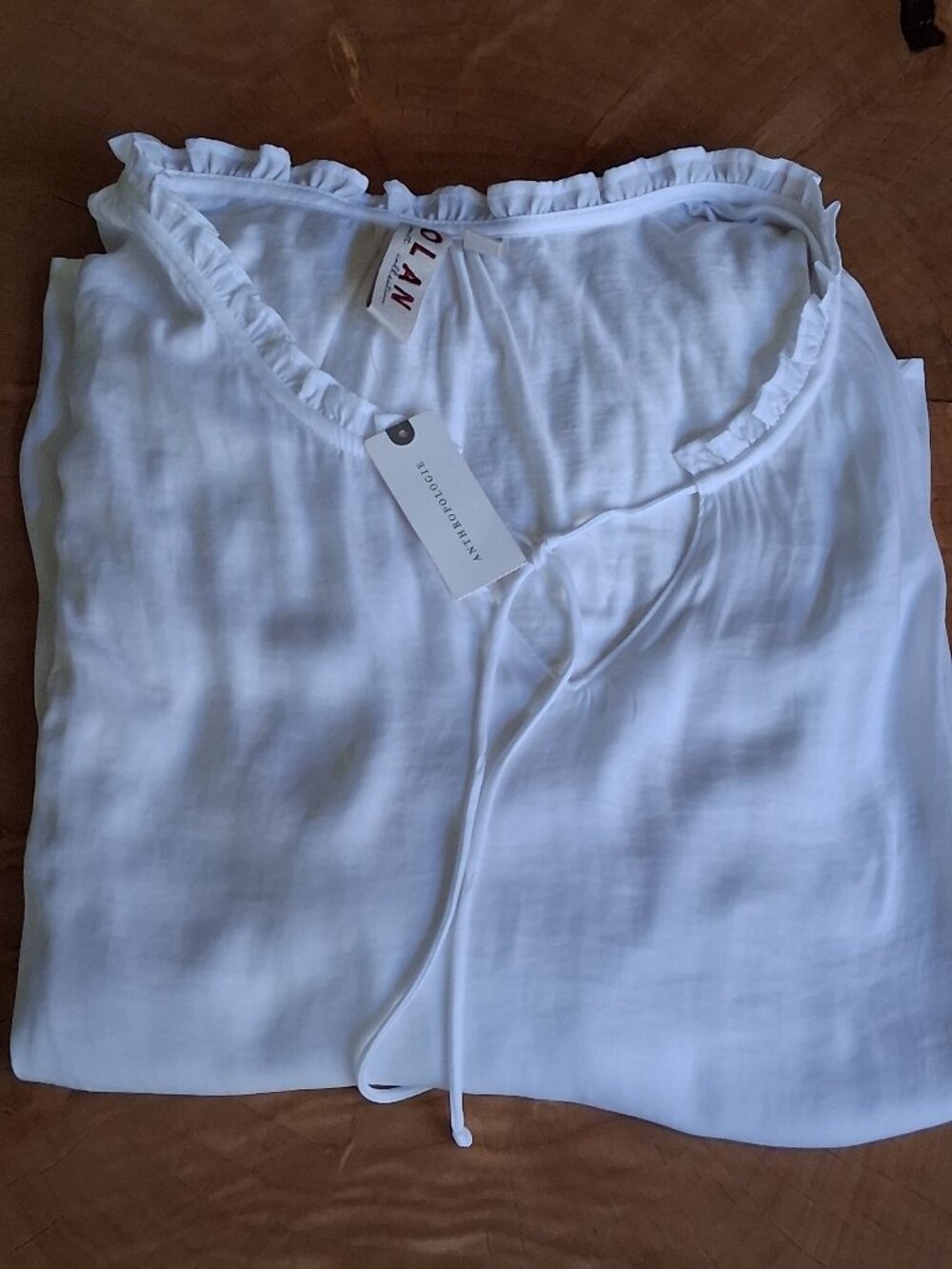 DOLAN Coast Collection Anthropologie White Ruffle Peasant Blouse XL NWT